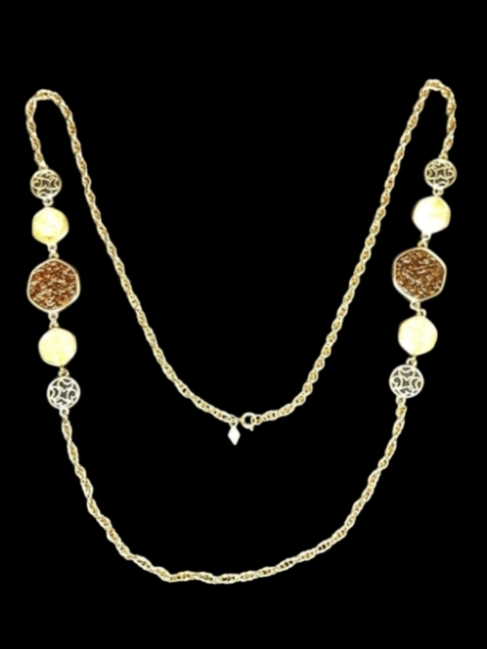 SARAH COVENTRY ORANGE AND YELLOW-GOLD TONE LONG NECKLACE